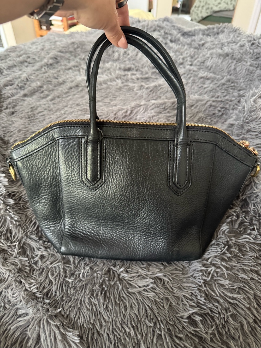 J.CREW Black Pebbled Leather Tartine mini satchel Fair Condition